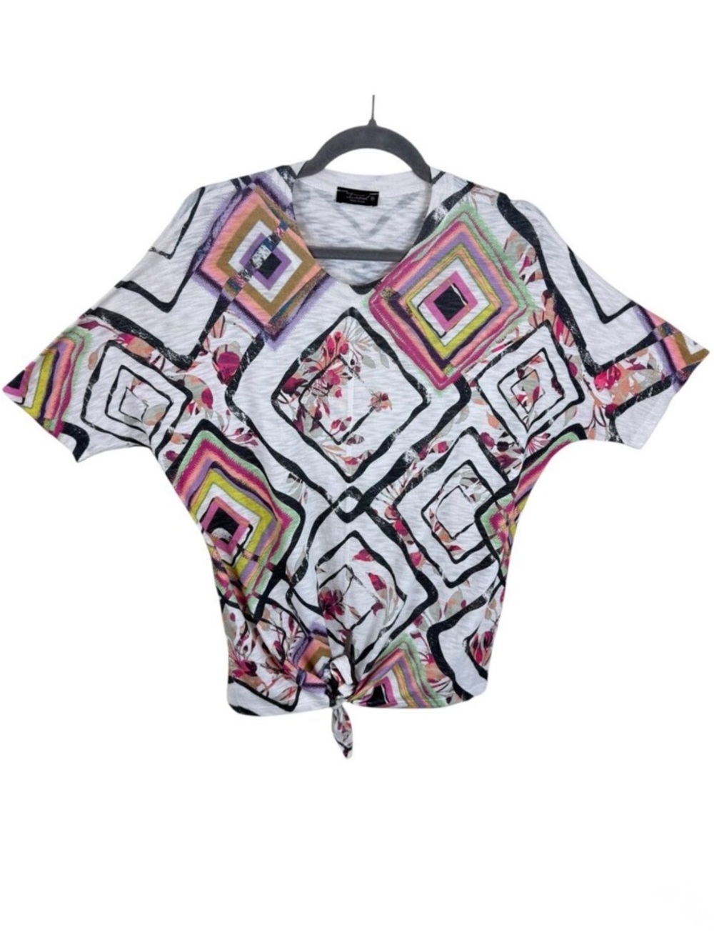 Inoah Colorful Geometric Art To Wear Oversized Dolman Sleeve Knit Top Size‎ XS